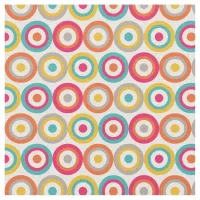 Colorful Retro Bullseye Circles Pattern Fabric