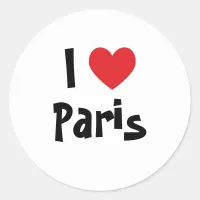 I Love Paris Classic Round Sticker