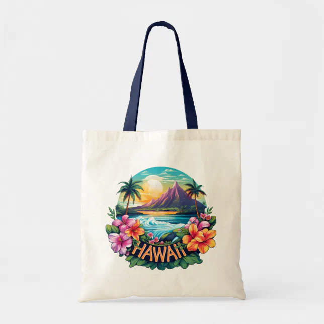 Hawaii Aloha Tropical Beach Mountains Travel Tote Bag