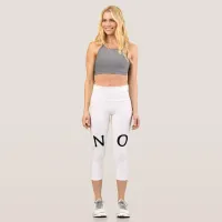 The Word No Simple Text Statement Black White Capri Leggings