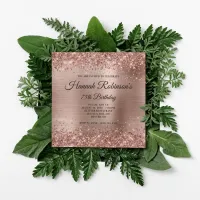 Rose Gold Glitter and Foil Monogram 75th Birthday Invitation