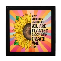 Inspirational Quote and Hand Drawn Sunflower Gift Box