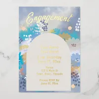 Modern Floral Engagement Foil Invitation