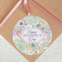 Vibrant Spring Blossoms and Greenery Mother's Day Classic Round Sticker