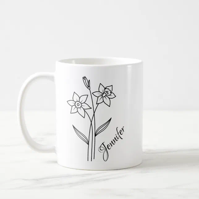 Personalized Birth Flower With Name - MARCH  Coffee Mug