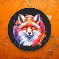 Watercolor Fox Illustration Classic Round Sticker