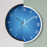 Blue Angular Ombre Arabic or Roman Numeral Clock