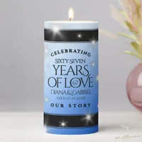 Elegant 67th Star Sapphire Wedding Anniversary Pillar Candle