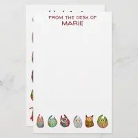 Cute Pretty Colorful Watercolor Owls Modern Stationery