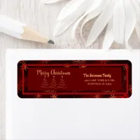 Red Burgundy Merry Christmas Return Address Label