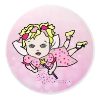 Pink Fairy with Star Dust Wand Ceramic Knob