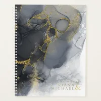 Moody Ink Charcoal Gold Abstract ID988 Planner