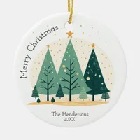 Cute Winter Woodland 1 Photo Family Christmas  Ceramic Ornament