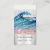 *~* QR Ornate Beach Waves Ocean AR7 Sand Sea Business Card