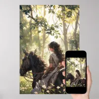 Anime horseback ride in the woods - Ultra tall Poster