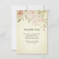 Blush Pink Rose Floral Watercolor Vintage Wedding Thank You Card