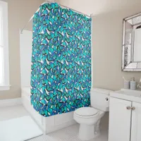 Electric Blue and Aqua Tropical Forest Butterflies Shower Curtain