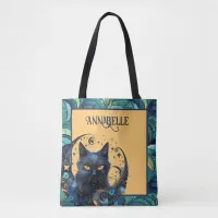 Black Cat and Celestial Moon Tote Bag