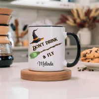 Don't Drink & Fly Funny Halloween Two-Tone Coffee Mug