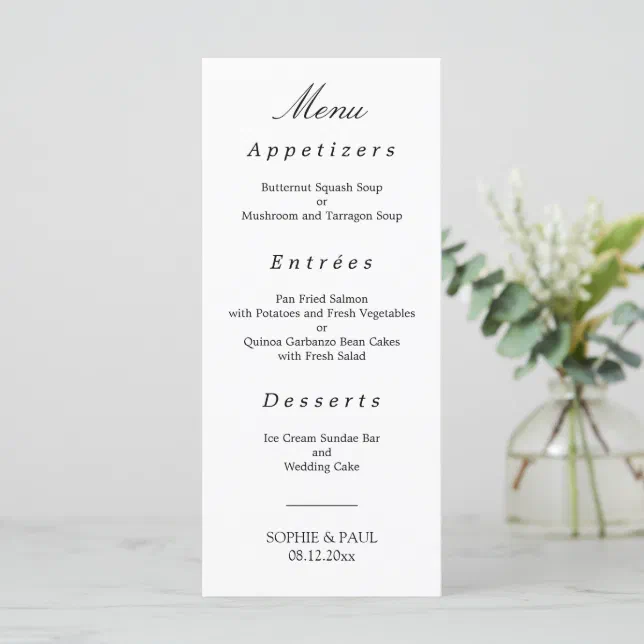 Elegant Minimalist Wedding Menu