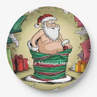 Funny Dirty Santa Christmas Collection Paper Plates