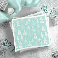 Teal Christmas Tree Pattern#6 ID1009 Paper Dinner Napkins