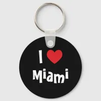 Red Heart I Love Miami Black Keychain