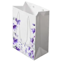 Elegant Purple Flowers  Medium Gift Bag