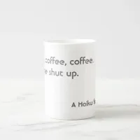 Coffee Haiku for Mornings black Typography Bone China Mug