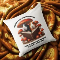 Funny Guinea Pigs Reading Under Red Mushrooms Throw Pillow