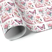 Woman's Pink Elegant Chic Birthday  Wrapping Paper