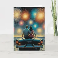 Happy Fourth of July | 1950's Couple Fireworks Card