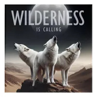 3 Wolves Howling at Moon Wilderness is Calling Acrylic Print