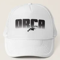 ORCA Cool Black and White Typographic Design Trucker Hat