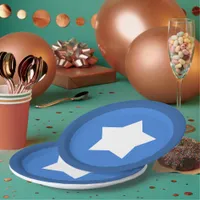 Blue Plate with Blue Border and Center White Star