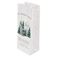 Watercolor Forest Christmas Wine Gift Bag