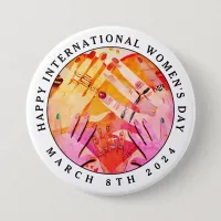 Happy International Women's Day 8th March 2024  Button