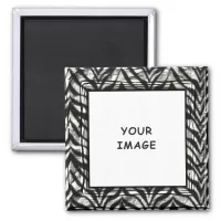 Black and White Graphic Zebra Photo Frame Magnet