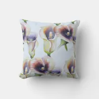 Watercolour Calla Lilies in Gradient Colors Throw Pillow