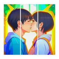 Anime Kiss | Boy and Girl in Love Triptych