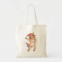 unicorn christmas tote bag