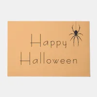 Orange Happy Halloween Spooky Black Spider Doormat