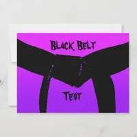 Martial Arts Black Belt Promotion Test Pink Purple Invitation