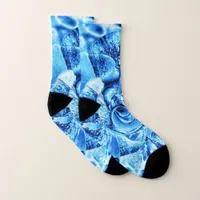 Blue Ice Rose Photo Edit Socks