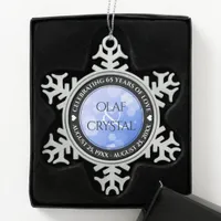 Chic 45th 51st 65th Sapphire Wedding Anniversary Snowflake Pewter Christmas Ornament