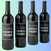 Bachelorette Party Bride Tribe Black And White Wine Label