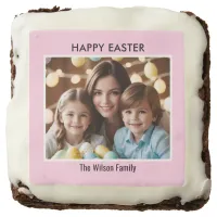 Happy Easter Custom Photo Name Chic Elegant Iced Brownie