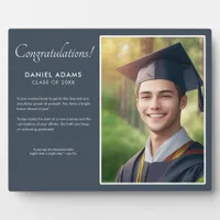 Elegant Dark Gray Grad Side by Side Photo and Text Plaque