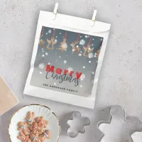 Falling Snowflakes and Wooden Ornaments Christmas Favor Bag