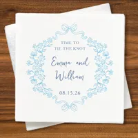 "Tie the Knot" Bow & Floral Design Custom Wedding Napkins